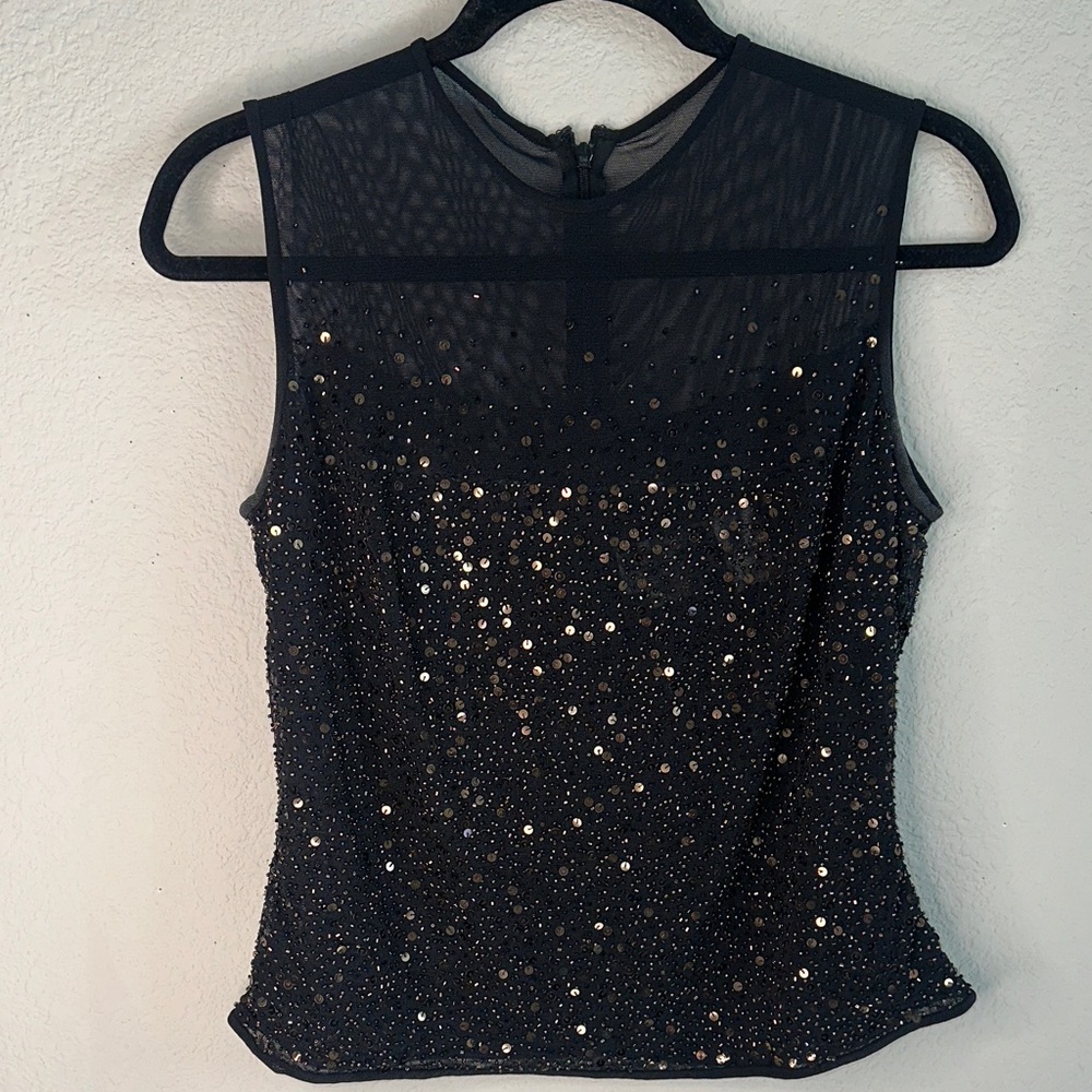 Chic Black Sequin Sleeveless Top‎